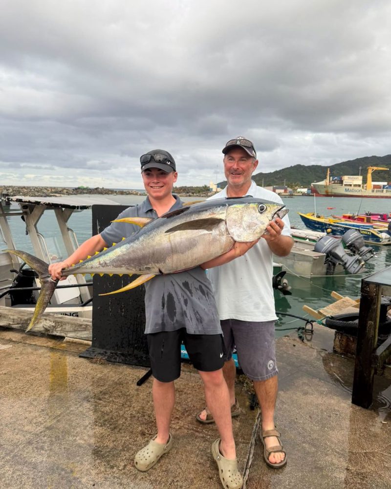 A big yellowfin tuna back at the wharf